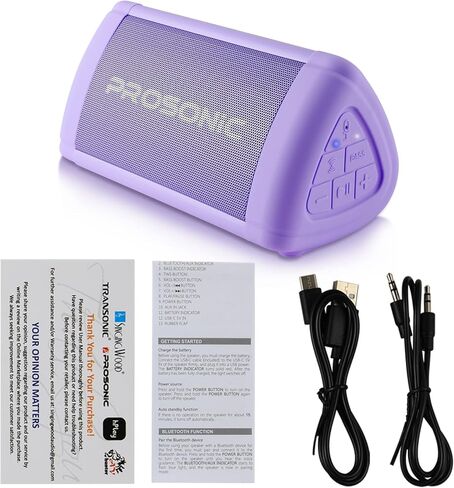 Prosonic BT3 Portable Wireless Bluetooth Speaker with 10W Stereo Sound & Bass Boost -Rich Sound & Intense Bass -Bluetooth 5.0 -Microphone -IPX5 - in & Outdoor Speaker (Purple) in Saudi Arabia