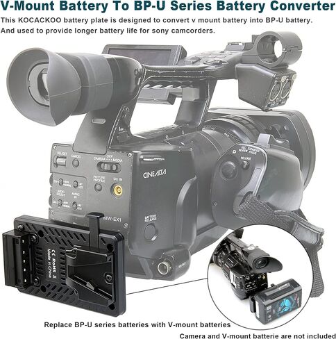 Adjustable Fully Decoded V-Mount Battery to BP-U Series Battery Conversion Adapter Plate, Replace of BP-U90/U96/U60/U30 Batteries- for Sony PXW-FX9/FX6/FS7/FS5,PMW EX Series in Saudi Arabia