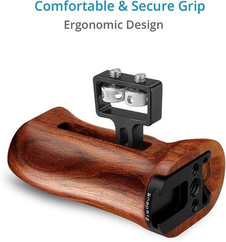Proaim SnapRig Universal Wood Side Handle (1/4"-20 Mount) for Small to Mid-Size DSLR Camera | Adjustable Design with Comfortable & Secure Grip | for Right/Left Hand Use w Camera Cage & Rigs (WSH258) in Saudi Arabia