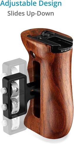 Proaim SnapRig Universal Wood Side Handle (1/4"-20 Mount) for Small to Mid-Size DSLR Camera | Adjustable Design with Comfortable & Secure Grip | for Right/Left Hand Use w Camera Cage & Rigs (WSH258) in Saudi Arabia