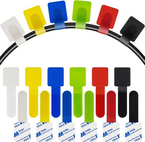 MoMoSun 36 Pack for 6 Colors Adhesive Cable Straps,Reusable Wire Organizer Clips,Adjustable Cord Holder,Hook & Loop Cable Management Ties for Wall,Desk,Car,Office and Home.(28x90 MM,Muti-Color) in Saudi Arabia