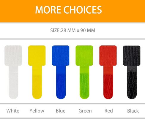 MoMoSun 36 Pack for 6 Colors Adhesive Cable Straps,Reusable Wire Organizer Clips,Adjustable Cord Holder,Hook & Loop Cable Management Ties for Wall,Desk,Car,Office and Home.(28x90 MM,Muti-Color) in Saudi Arabia