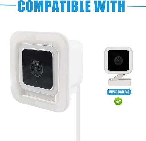 Upgraded 2 Pack Window Mount Compatible with Wyze Cam V3, Stick The Camera on Glass Wall,No Screws Adhesive Tape Mounting Bracket for Single Pane Glass Windows/Doors，White in Saudi Arabia