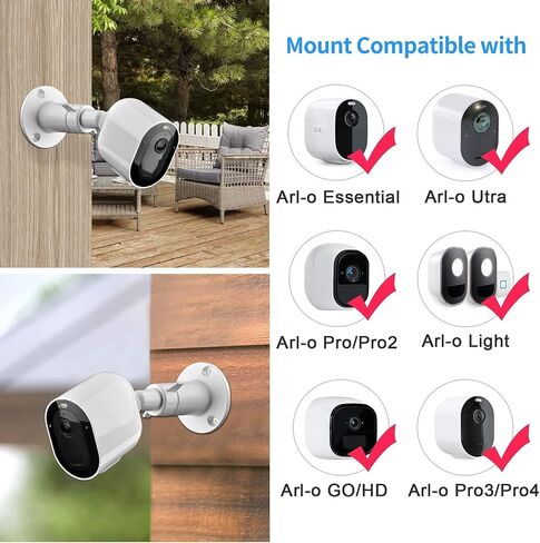 Security Camera Universal Mounting Bracket,Adjustable Indoor/Outdoor Security Wall Metal Bracket, Compatible with Arlo Pro/Pro 2/Pro 3/Pro 4/Ultra/Ultra 2, & with Ring Stick Up Cam Battery (2 Pack) in Saudi Arabia