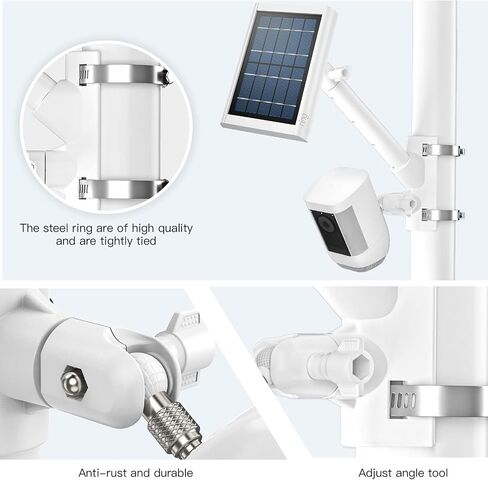 HOLACA 2-in-1 Pole Mounting Bracket for Ring Solar Panel, Spotlight Cam Pro/Plus and Stick Up Cam Battery/Wired Outdoor Mount Accessories for Ring SuperSolar Panel (White) in Saudi Arabia