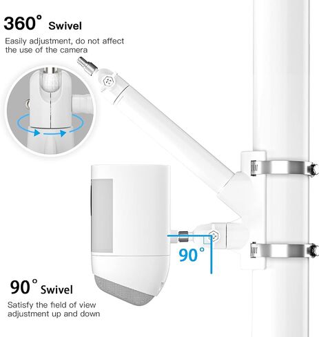 HOLACA 2-in-1 Pole Mounting Bracket for Ring Solar Panel, Spotlight Cam Pro/Plus and Stick Up Cam Battery/Wired Outdoor Mount Accessories for Ring SuperSolar Panel (White) in Saudi Arabia