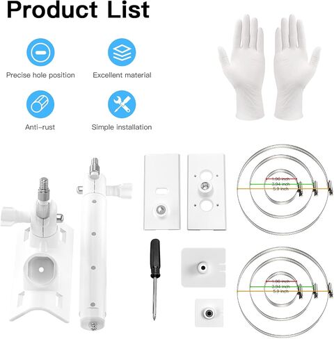 HOLACA 2-in-1 Pole Mounting Bracket for Ring Solar Panel, Spotlight Cam Pro/Plus and Stick Up Cam Battery/Wired Outdoor Mount Accessories for Ring SuperSolar Panel (White) in Saudi Arabia