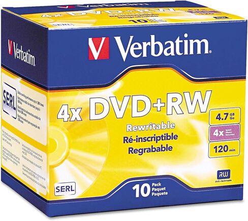 Verbatim DVD+rw Rewritable Disc, 4.7 Gb, 4X, Slim Jewel Case, Silver, 10/Pack in Saudi Arabia