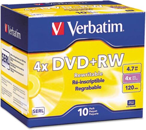 Verbatim DVD+rw Rewritable Disc, 4.7 Gb, 4X, Slim Jewel Case, Silver, 10/Pack in Saudi Arabia