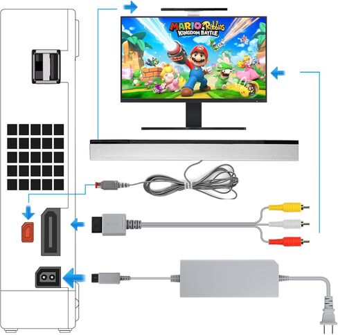 محول سلك طاقة وي 3 في 1 + كيبل وي كيبل فيديو صوتي مركب + شريط مستشعر وي سلكي بالاشعة تحت الحمراء متوافق مع نينتندو وي (ليس لجهاز وي يو) in Kuwait