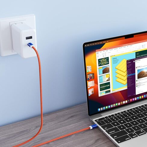 USB C Charger Cable, 3A 60W PD (2-Pack 6.6FT) USB C to USB C Cable Nylon Braided Type C Fast Charging Cable for MacBook Air/Pro, iPad Mini 6,Pro/Air, Samsung Galaxy S23 Ultra, Switch (USB 2.0) in Saudi Arabia