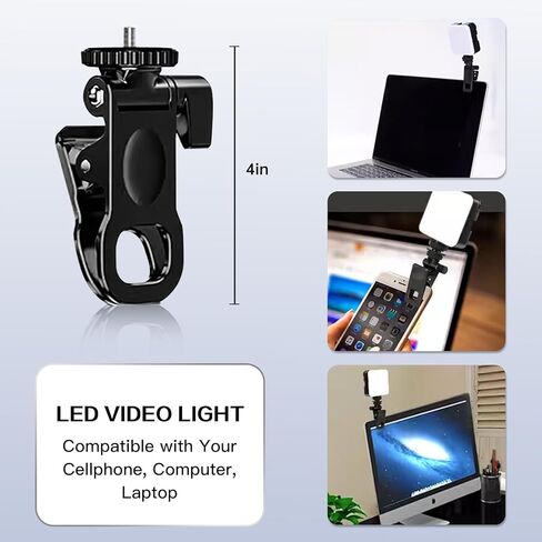 مصباح فيديو LED من BEIYANG للتصوير الفوتوغرافي للأحذية الباردة على الكاميرا، أضواء كاميرا LED 1800 مللي أمبير في الساعة، مشبك محمول للهاتف المحمول والكمبيوتر لمدونة TikTok Selfie Vlog (بدون بطارية) in Kuwait