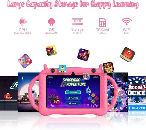 Kids Tablet 7 inch Tablet for Kids 3-7, Toddler Tablet Android 12 2GB RAM+32GB ROM, Parental Control Educational Learning, Netflix,Gift for Boy Girl（Green） in Kuwait