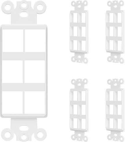 ENERLITES 1-Port Keystone RJ45 Wall Plate Adapter, Multimedia Insert for Decorator Wall Plate, Cat7 Cat6 Cat5 Compatible, for Voice/Data & Audio/Video Multimedia Modules, 6261-W-5PCS, White, 5 pack in Kuwait