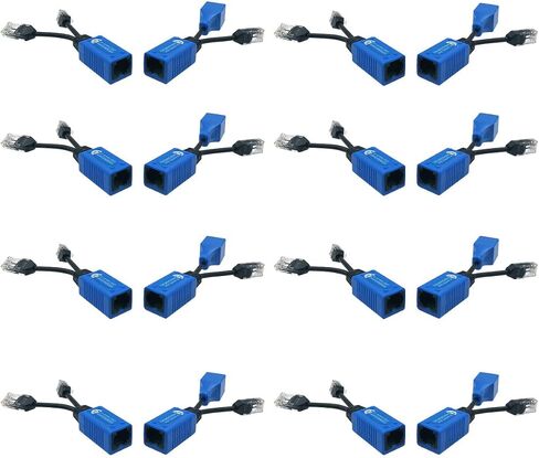 8 Pair PoE Ethernet Splitter, Cat5 Combiner, RJ45 Sharing Kits for IP Security Camera Surveillance System-16Pack in Saudi Arabia