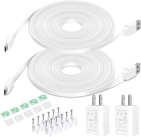 10FT Power Cord with Adapter for Wyze Cam v3/v4/OG/v3 Pro, Blink Mini/Mini Pan, Simplisafe, Arlo Essential,Power Extension Cable Charger for Security Camera 2Pack(not for WyzePan v3,not Type C) in Saudi Arabia