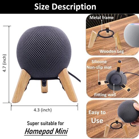 حامل خشبي حقيقي لمكبر الصوت الذكي Homepod mini، دعامة لسطح المكتب (بلوط أبيض) in Kuwait