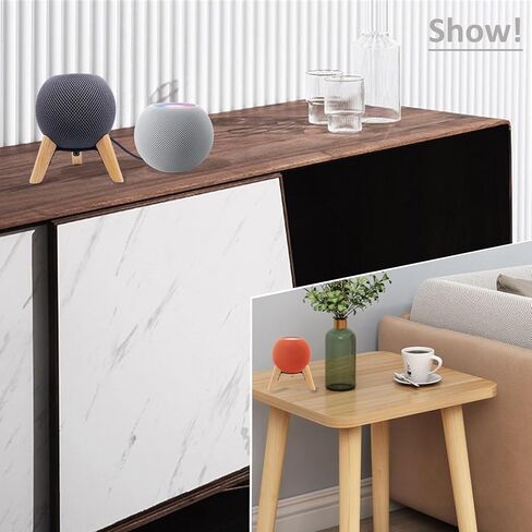 حامل خشبي حقيقي لمكبر الصوت الذكي Homepod mini، دعامة لسطح المكتب (بلوط أبيض) in Kuwait