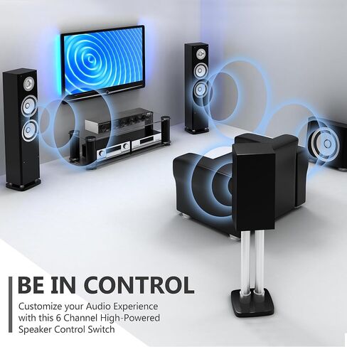 Pyle 6 Channel High Power Stereo Speaker Selector with Volume Control - Rugged and Durable Housing Construction, Cabinet Heat Sink, Plug and Play Easy Install - PLSHVC612 in Kuwait