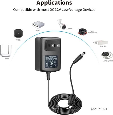 محول إمداد الطاقة Tonton 12V 2A 2000MA DC US CCTV لنظام كاميرا أمان المنزل، وكاميرات المراقبة DVR NVR وIP، وإضاءة LED، وجهاز التوجيه والإلكترونيات المنزلية in Saudi Arabia