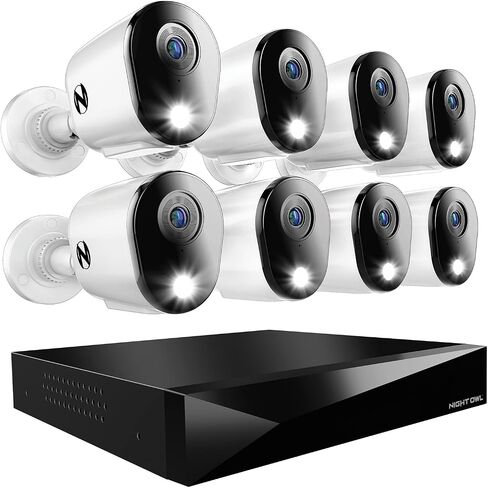 Night Owl 2-Way Audio 12 Channel DVR Video Home Security Camera System with (8) Wired 2K HD Indoor/Outdoor Deterrence Cameras and 1TB Hard Drive (Add up to 4 Wi-Fi Cameras) in Saudi Arabia