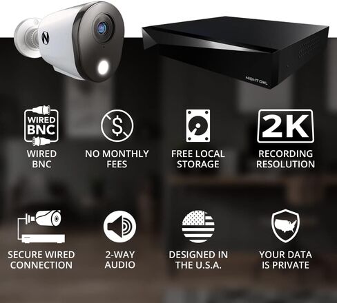 Night Owl 2-Way Audio 12 Channel DVR Video Home Security Camera System with (8) Wired 2K HD Indoor/Outdoor Deterrence Cameras and 1TB Hard Drive (Add up to 4 Wi-Fi Cameras) in Saudi Arabia