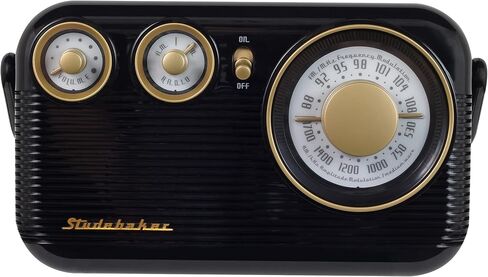 راديو ستوديبيكر SB2003 ريترو محمول AM/FM (أحمر/أسود) in Kuwait