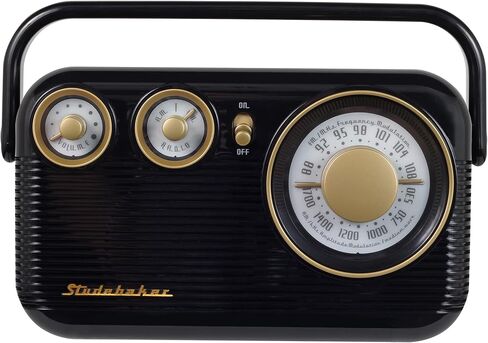 راديو ستوديبيكر SB2003 ريترو محمول AM/FM (أحمر/أسود) in Kuwait