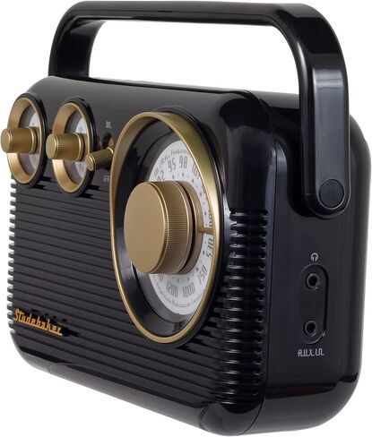 راديو ستوديبيكر SB2003 ريترو محمول AM/FM (أحمر/أسود) in Kuwait