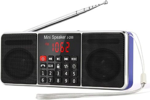 PRUNUS J-288 Portable Radio AM FM Radio, Stereo Bluetooth Speaker | Sleep Timer, Power-Saving Display, Ultra-Long Antenna, AUX Input & USB Disk & TF Card MP3 Player, NO Manual Preset in Kuwait