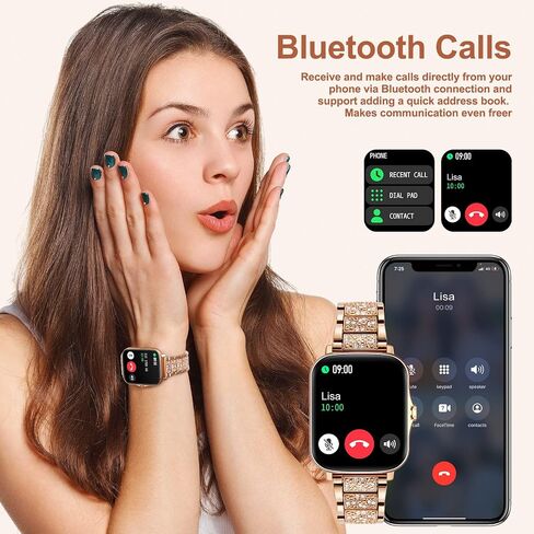 Smart Watch for Women, Call Receive/Dial Smartwatch for Android iOS Phones, Waterproof Activity Fitness Tracker with Full Touch Color Screen Heart Rate Sleep Monitor Pedometer, Gifts for Women in Kuwait