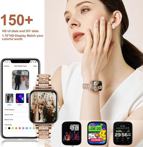 Smart Watch for Women, Call Receive/Dial Smartwatch for Android iOS Phones, Waterproof Activity Fitness Tracker with Full Touch Color Screen Heart Rate Sleep Monitor Pedometer, Gifts for Women in Kuwait