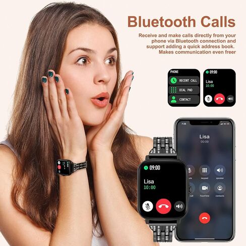 Smart Watch for Women, Call Receive/Dial Smartwatch for Android iOS Phones, Waterproof Activity Fitness Tracker with Full Touch Color Screen Heart Rate Sleep Monitor Pedometer, Gifts for Women in Kuwait