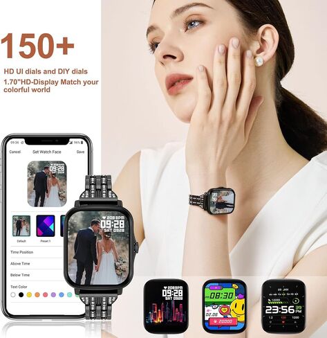 Smart Watch for Women, Call Receive/Dial Smartwatch for Android iOS Phones, Waterproof Activity Fitness Tracker with Full Touch Color Screen Heart Rate Sleep Monitor Pedometer, Gifts for Women in Kuwait