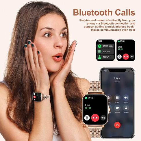 Smart Watch for Women, Call Receive/Dial Smartwatch for Android iOS Phones, Waterproof Activity Fitness Tracker with Full Touch Color Screen Heart Rate Sleep Monitor Pedometer, Gifts for Women in Kuwait