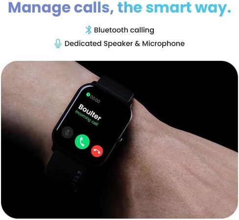 Boult Drift Health & Fitness Bluetooth Calling Smartwatch with 1.69HD Display, 10 Days Battery Life, 140+ Watch Faces, 50+ Sport Modes, IP68 Waterproof & 475 Nits Brightness, Free Size (Black) in Saudi Arabia