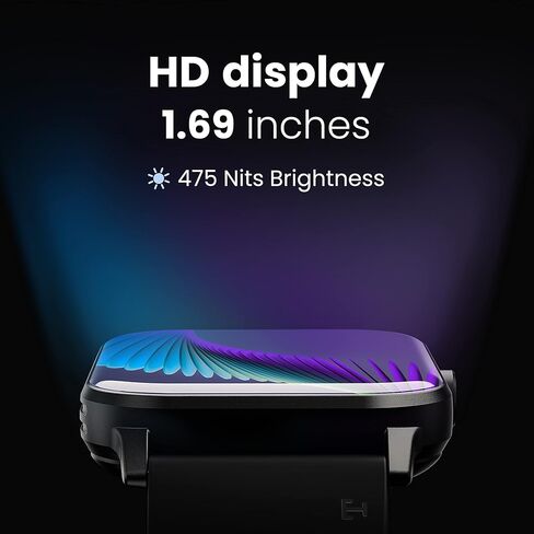 Boult Drift Health & Fitness Bluetooth Calling Smartwatch with 1.69HD Display, 10 Days Battery Life, 140+ Watch Faces, 50+ Sport Modes, IP68 Waterproof & 475 Nits Brightness, Free Size (Black) in Saudi Arabia