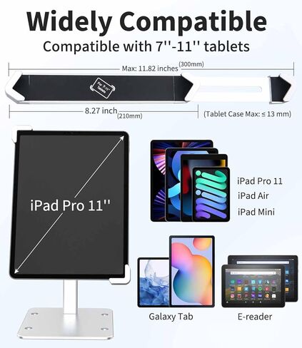 اوزكو حامل تابلت مكتبي مضاد للسرقة، حامل تابلت مع قفل امان ومفتاح، طاولة معدنية دوارة 360 درجة/ سطح الطاولة/ حامل نقاط البيع لجهاز ايباد 11 اير وجالكسي تاب والقارئ الالكتروني واجهزة التابلت 7-11 انش in Kuwait