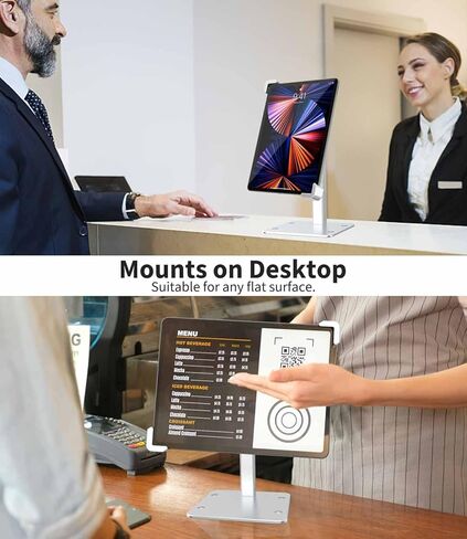 اوزكو حامل تابلت مكتبي مضاد للسرقة، حامل تابلت مع قفل امان ومفتاح، طاولة معدنية دوارة 360 درجة/ سطح الطاولة/ حامل نقاط البيع لجهاز ايباد 11 اير وجالكسي تاب والقارئ الالكتروني واجهزة التابلت 7-11 انش in Kuwait