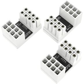 3-Pack PCIe 8 Pin 180 Degree Adapter, U Turn 180 Degree Angle 8 Pin Connector GPU 180 Degree Adapter Black PCIe Adapter 8 Pin Adapter for Desktop PC Graphics Card -Reverse Type Black