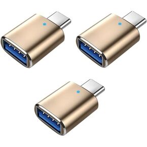 OHMAURA USB -A 3.0 أنثى إلى USB-C 3.1 ذكر محول OTG سريع (3 عبوات) (فضي)