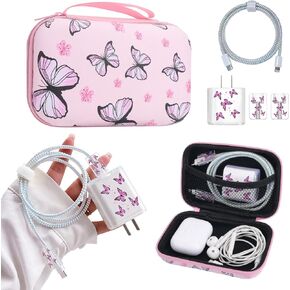 CameCosy DIY Phone Charger Cover Storage Sets Cable USB Earphone Wire Saver Organizer with Travel Storage Bag, Soft Cute Cable Protector Phone Charger Protector Compatible for iPhone(Avocado)