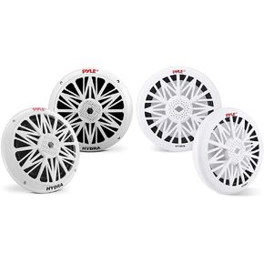 Pyle 8 Inch Dual Marine Speakers (White) and Pyle Marine Bluetooth Stereo Radio - 12v Single DIN Style Boat In dash Radio Receiver System with Built-in Mic (White) in Kuwait