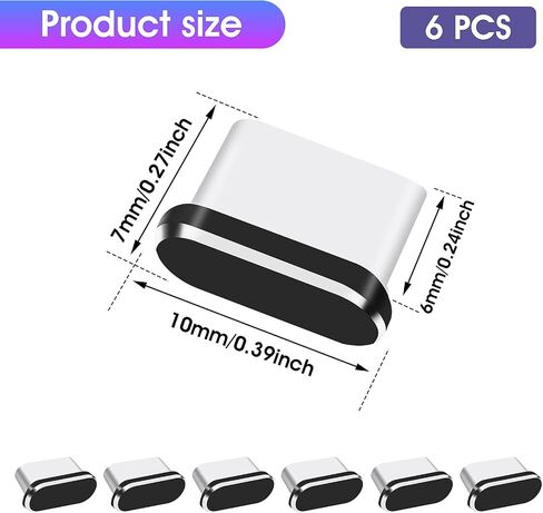 WLLHYF USB Type C Anti Dust Plugs, 6 PCS USB C Port Plug Dust Cover Type-C Port Caps Protectors for Most Smartphones and Micro USB Android Models Charging Port Speaker Anti Dust Protection Cover Kit in Saudi Arabia