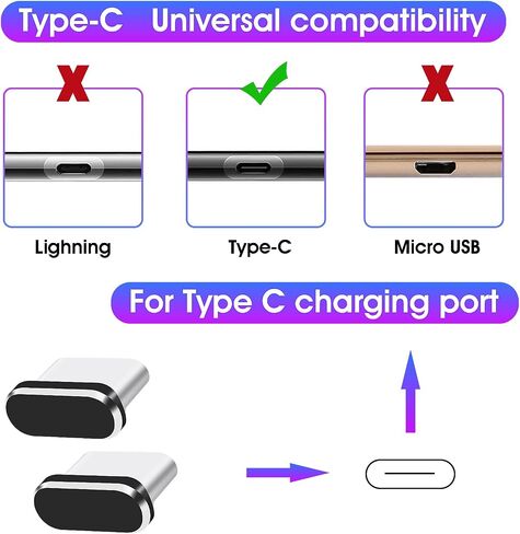 WLLHYF USB Type C Anti Dust Plugs, 6 PCS USB C Port Plug Dust Cover Type-C Port Caps Protectors for Most Smartphones and Micro USB Android Models Charging Port Speaker Anti Dust Protection Cover Kit in Saudi Arabia