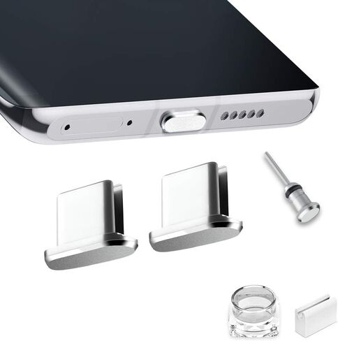 USB C Port Cover Plugs Metal Anti Dust Cap Protectors 2 PCS Compatible with Samsung Galaxy S24/S23/S22/S21 MacBook Pro Air (Black) in Saudi Arabia