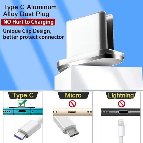 USB C Port Cover Plugs Metal Anti Dust Cap Protectors 2 PCS Compatible with Samsung Galaxy S24/S23/S22/S21 MacBook Pro Air (Black) in Saudi Arabia