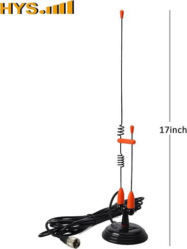هوائيات HYS للهواة ثنائية النطاق VHF 144/UHF 430 ميجا هرتز هوائي متنقل بقاعدة مغناطيسية W/13 قدم RG58 كبل محوري UHF-male/PL259 لأجهزة الراديو المحمولة Motorola Kenwood Midland SO239 (برتقالي وأسود) in Kuwait