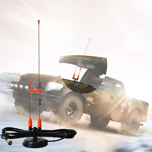 هوائيات HYS للهواة ثنائية النطاق VHF 144/UHF 430 ميجا هرتز هوائي متنقل بقاعدة مغناطيسية W/13 قدم RG58 كبل محوري UHF-male/PL259 لأجهزة الراديو المحمولة Motorola Kenwood Midland SO239 (برتقالي وأسود) in Kuwait