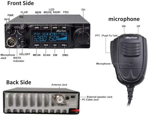 راديو AnyTone AT-6666 بطول 10 متر للشاحنة، مع وضع SSB(PEP)/FM/AM/PA، خرج طاقة عالي 15 وات AM، 45 وات FM، 60 وات SSB (PEP) in Kuwait